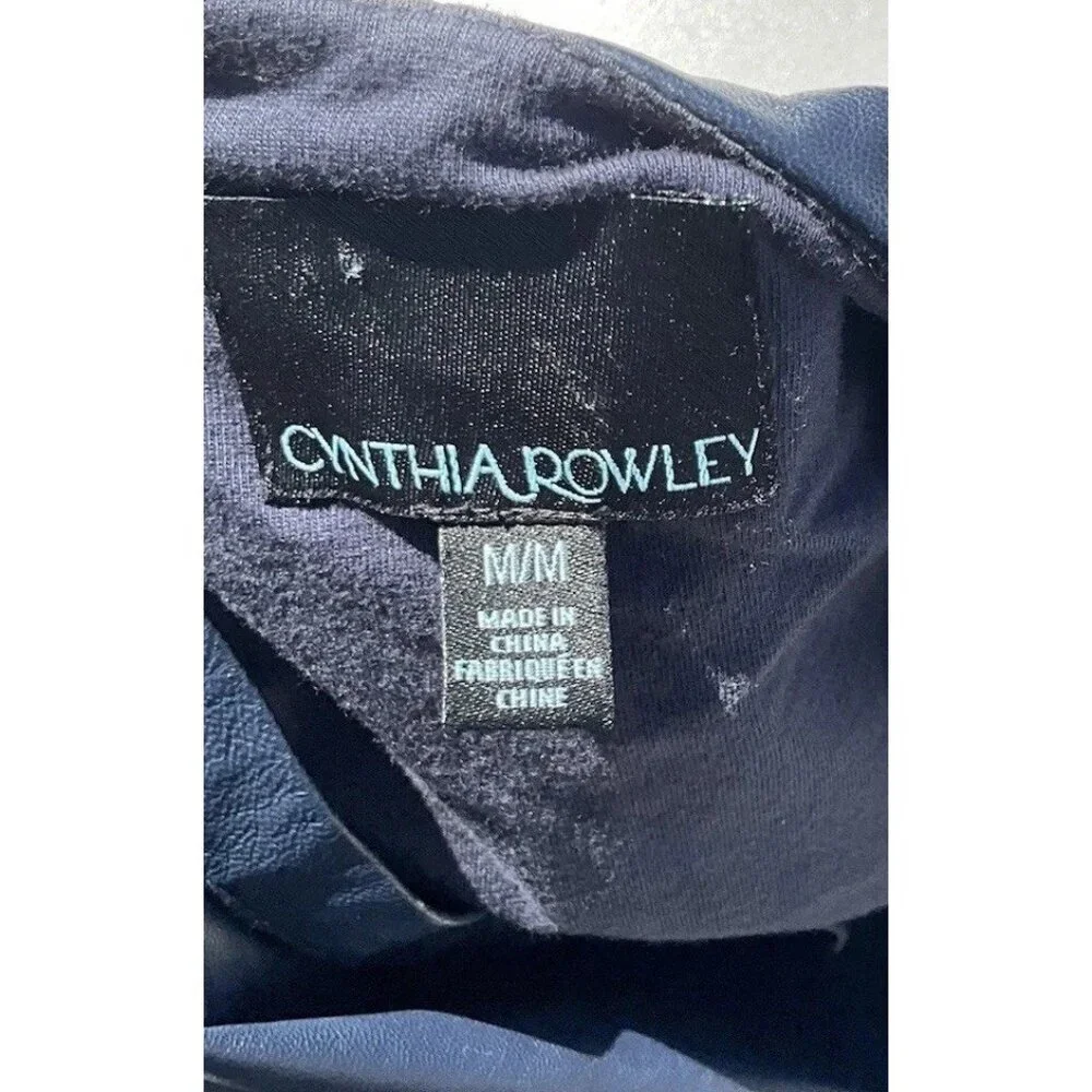 Vintage CYNTHIA ROWLEY Blue Cropped Jacket Women's Size Medium 100% Leather